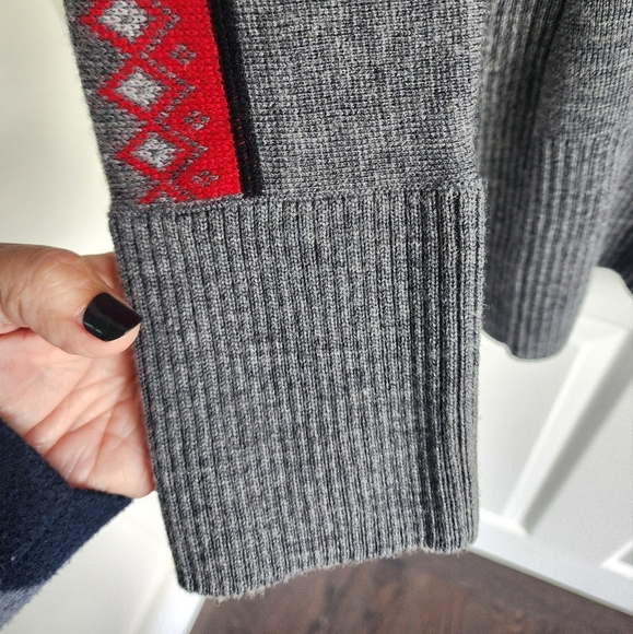 Eddie Bauer Half Zip sweater with Fairisle accents. 100% Merino Wool Size PS - Picture 5 of 6